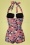 Unique vintage 41471 Swimsuit Black Pink Flowers 220308 602 W