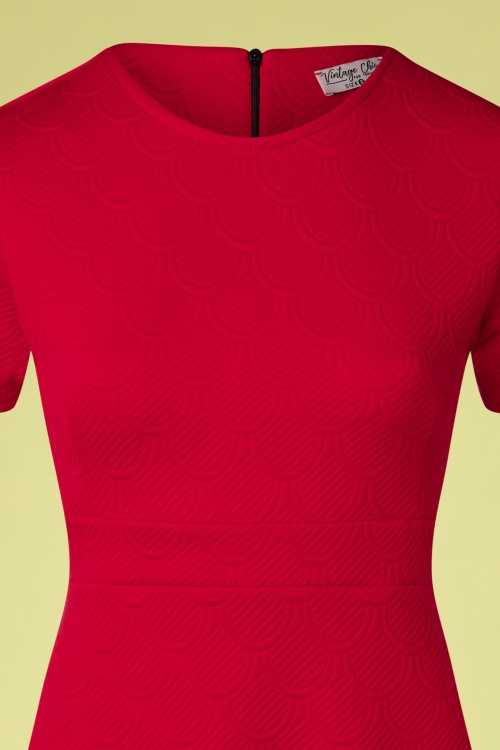 Vintage Chic for Topvintage - 60s Jackie Jacquard Dress in Red 3