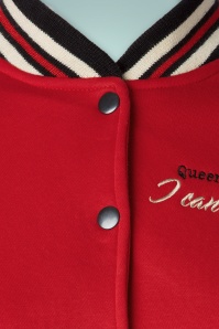 Queen Kerosin - I Can Do It College Jacket Années 50 en Rouge et Crème 4