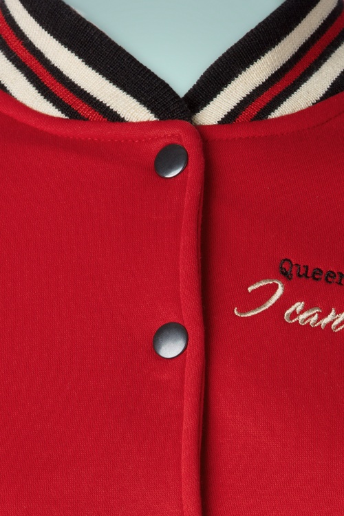 Queen Kerosin - 50s I Can Do It College Jacket in Red and Cream 4