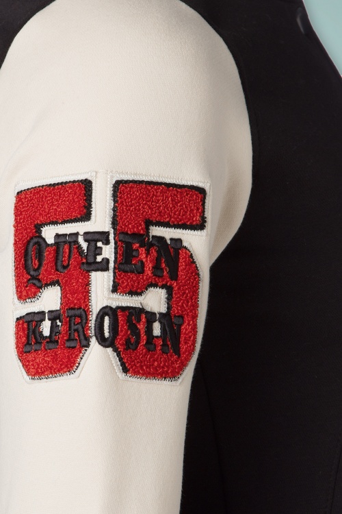 Queen Kerosin - Nobody's Baby College Jacket Années 50 en Noir et Crème 4