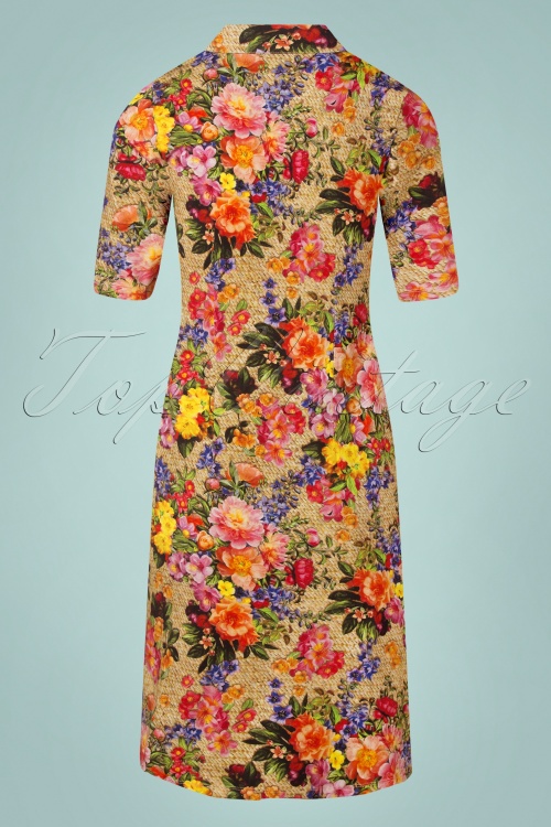 LaLamour - 60s Rose Floral Zipper Dress in Multi 5