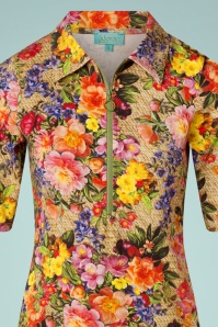 LaLamour - 60s Rose Floral Zipper Dress in Multi 3