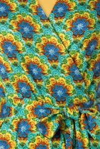 LaLamour - Whitney Crochet Wrap Jumpsuit Années 70 en Turquoise 3