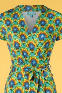 LaLamour - Whitney Crochet Wrap Jumpsuit Années 70 en Turquoise 2