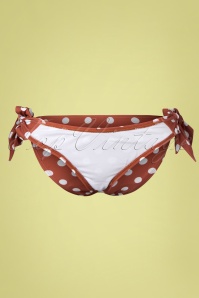 Unique Vintage - Side Tie Polkadot Bikini Bottoms Années 50 en Rouille 5