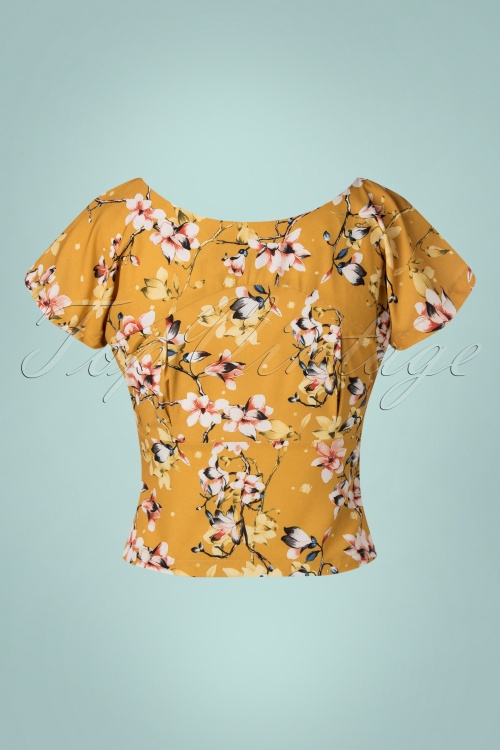 Miss Candyfloss - 50s Felicity Magnolia Top in Sun Yellow 3