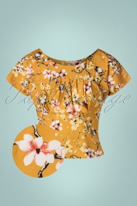 Miss Candyfloss - 50s Felicity Magnolia Top in Sun Yellow 2