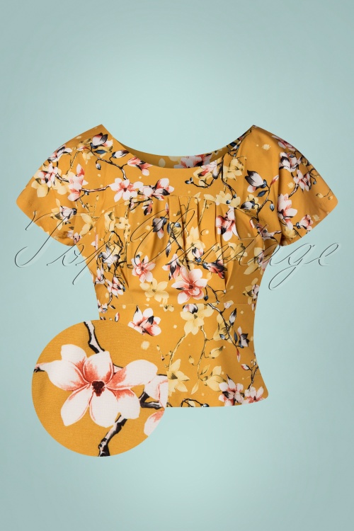 Miss Candyfloss - 50s Felicity Magnolia Top in Sun Yellow 2