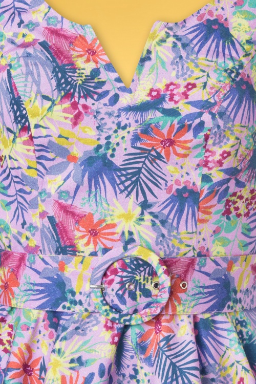 Timeless - Darla Tropical Floral Swing Dress Années 50 en Violet 5