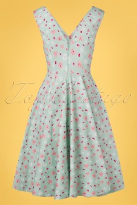 Timeless - 50s Samira Floral Swing Dress in Mint 4