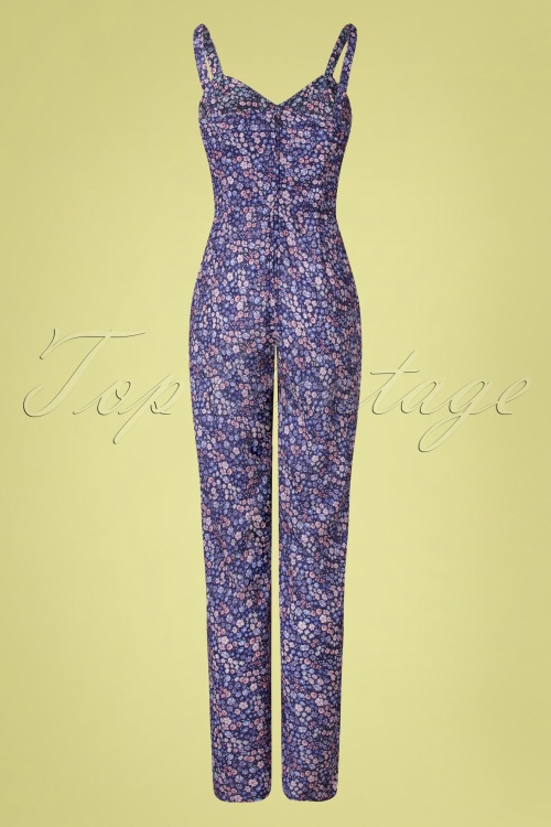 Timeless - 50s Saanvi Floral Jumpsuit in Blue 3