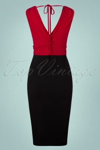 Vintage Chic for Topvintage - Marenda Broderie Pencil Dress Années 50 en Noir et Rouge 2