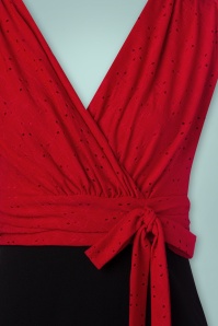 Vintage Chic for Topvintage - Marenda Broderie Pencil Dress Années 50 en Noir et Rouge 4