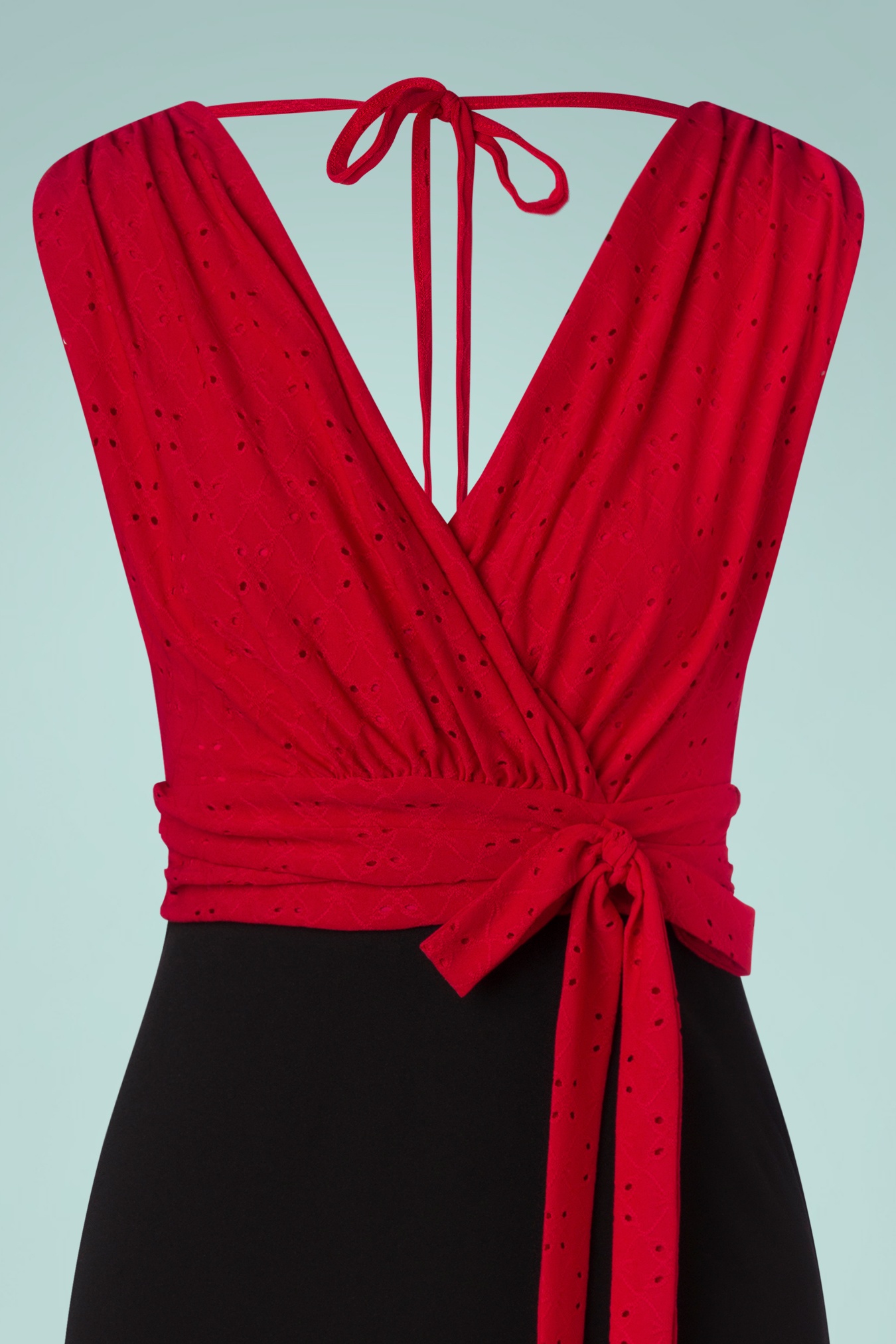 Vintage Chic for Topvintage - Marenda Broderie penciljurk in zwart en rood 3