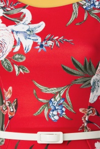 Vintage Chic for Topvintage - Ruby Floral Pencil Dress Années 50 en Rouge Pâle 4