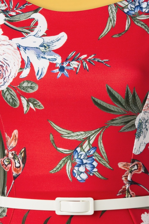 Vintage Chic for Topvintage - Ruby Floral Pencil Dress Années 50 en Rouge Pâle 4