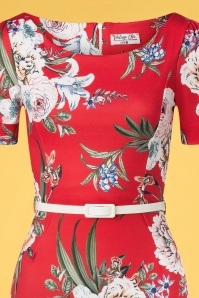 Vintage Chic for Topvintage - Ruby Floral Pencil Dress Années 50 en Rouge Pâle 3