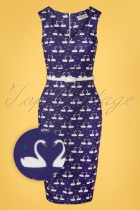 Vintage Chic for Topvintage - 50s Sira Swan Pencil Dress in Navy