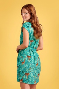 Smashed Lemon - Alicia Animal Dress Années 60 en Turquoise 4