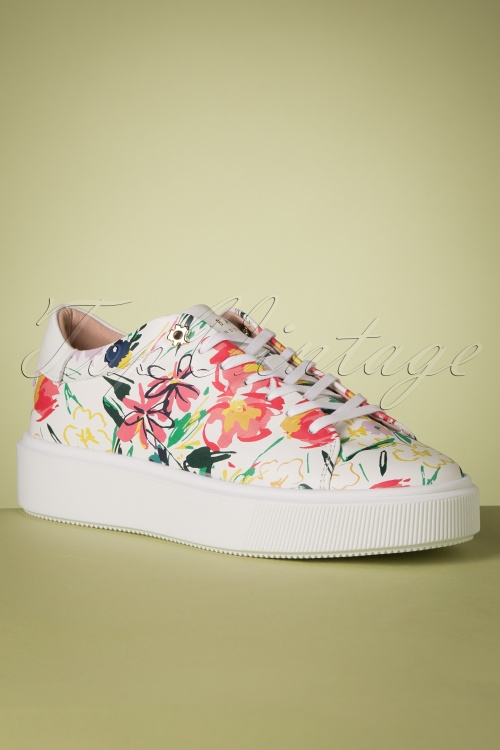 Ted Baker - 50s Lonnia Floral Sneakers in Ivory  2