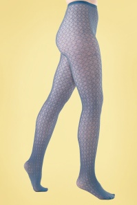 Peppery Panty - The Sea Shells Open Patterned Tights in Pacific Blue