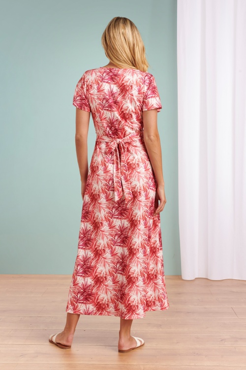Smashed Lemon - Frenny Palm maxi-jurk in wit en roze 2