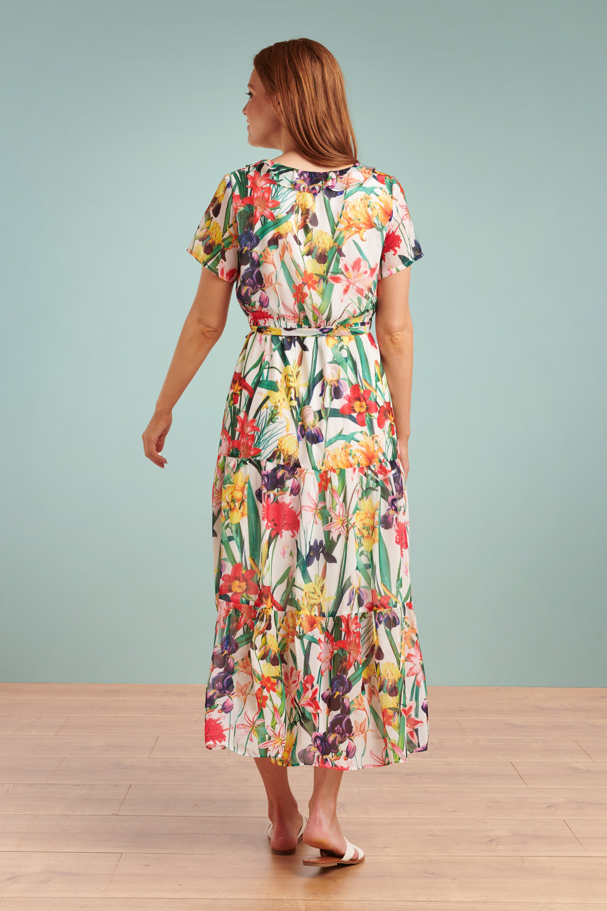 Smashed Lemon - Milene maxi-jurk met bloemen in wit en multi 2