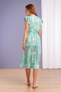 Smashed Lemon - 60s Gilly Floral Midaxi Dress in Turquoise 3