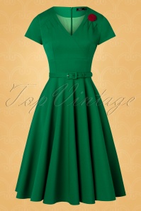 Vintage Diva  - De Anne-Lee swing jurk in smaragdgroen 4