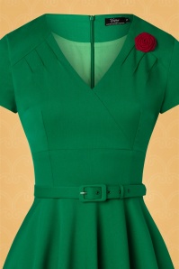 Vintage Diva  - De Anne-Lee swing jurk in smaragdgroen 6