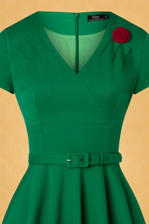 Vintage Diva  - The Anne-Lee Swing Dress in Emerald Green 6