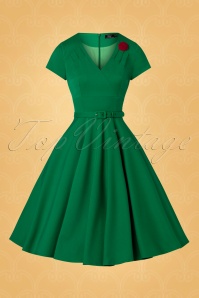Vintage Diva  - The Anne-Lee Swing Dress en Vert Émeraude 5