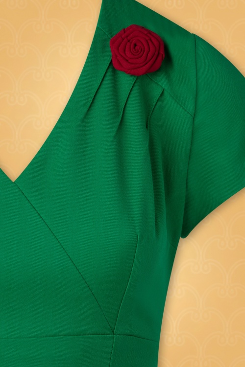 Vintage Diva  - De Anne-Lee swing jurk in smaragdgroen 9