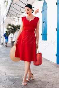 Vintage Diva  - The Grazia A-Line Dress in Imperial Red