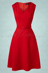 Vintage Diva  - The Grazia A-Line Dress in Imperial Red 3