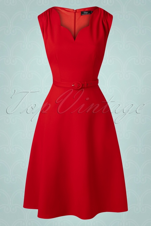 Vintage Diva  - The Grazia A-Line Dress en Rouge Impérial 3