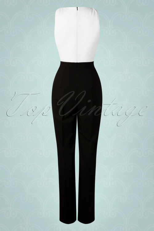 Vintage Diva  - De Kellie jumpsuit in zwart en wit 8
