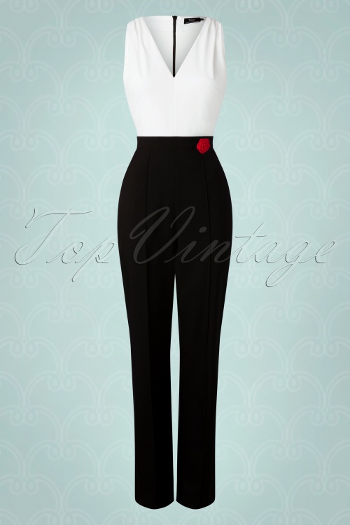 Vintage Diva  - De Kellie jumpsuit in zwart en wit 3