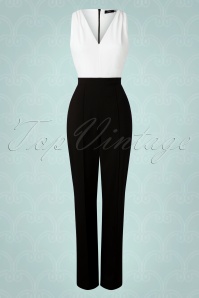 Vintage Diva  - De Kellie jumpsuit in zwart en wit 4