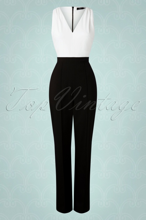 Vintage Diva  - De Kellie jumpsuit in zwart en wit 4