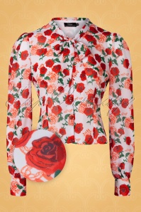 Vintage Diva  - De Sophia Rose-blouse in wit 4