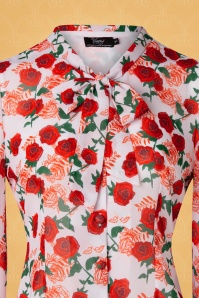 Vintage Diva  - De Sophia Rose-blouse in wit 5