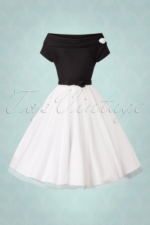 Vintage Diva  - The Fremont Occasion Swing Dress in Black and White 3