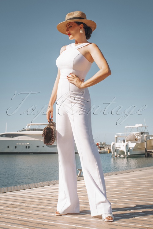 Vintage Diva  - The Maxine Jumpsuit in Off White