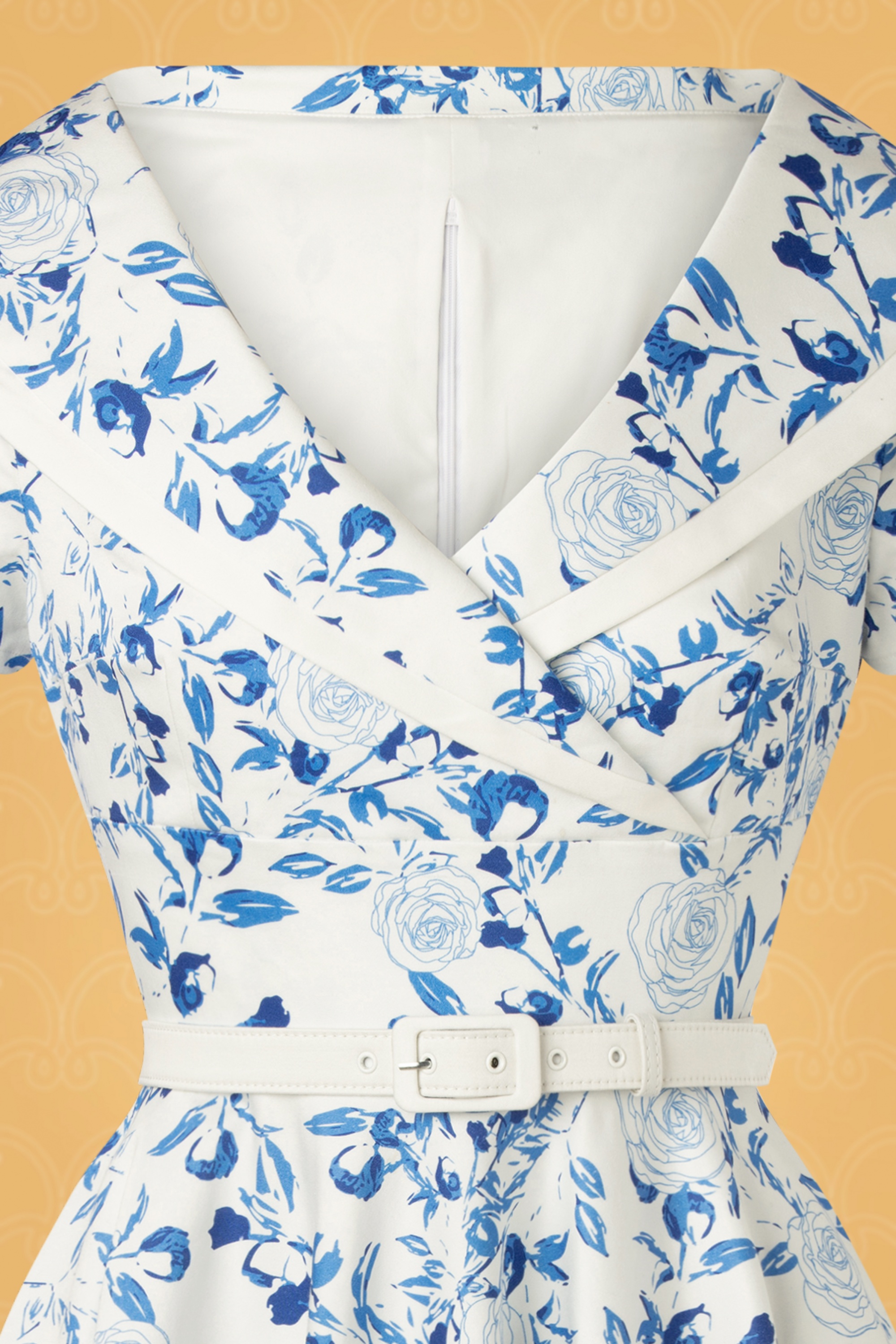 Vintage Diva  - De Greta Floral swing jurk in wit 7