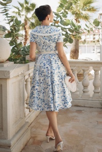 Vintage Diva  - De Greta Floral swing jurk in wit 3