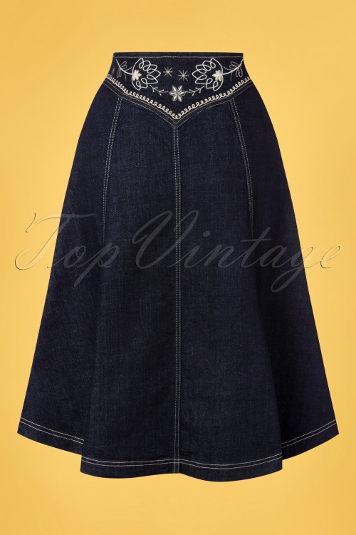 Queen Kerosin 40362 Damen Western Swing Denim Skirt Dark Blue 220315 604W