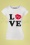  Love T-Shirt Années 60 en Écru