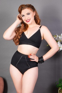 What Katie Did - 50s Marilyn High Waist Cotton Knickers in Black